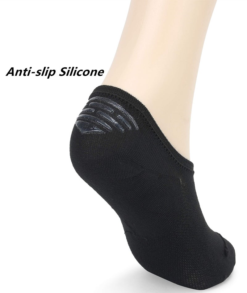 Leotruny Womenâ€™s 6 Pairs Bamboo Mesh Design Low Cut Non Slip No Show Socks (C01-Black, Women Shoe Size: 6-9) - Image 4
